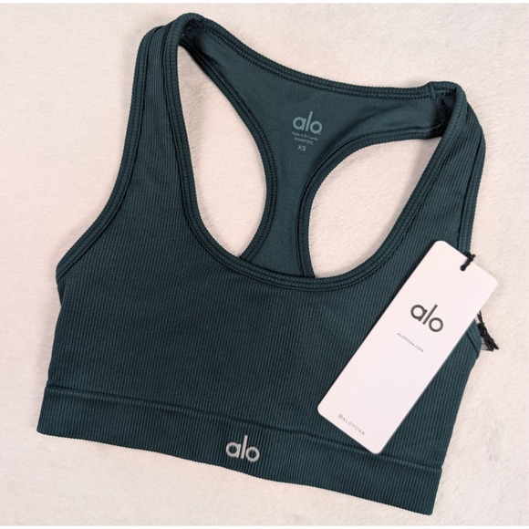 ALOHAS Other - ALO Seamless Ribbed Bra Womens XS Midnight Green Athletic Yoga NWT